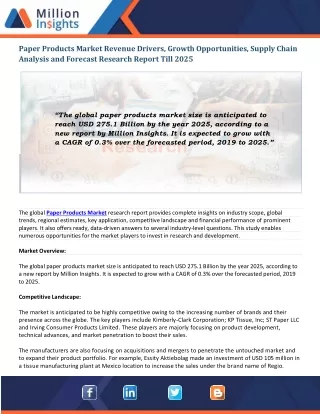paper products market revenue drivers growth
