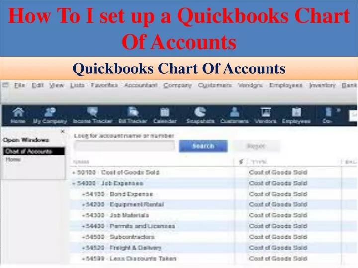 how to i set up a quickbooks chart of accounts