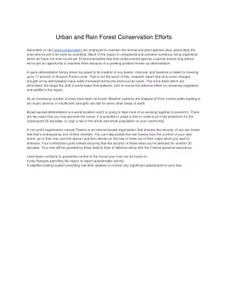 Urban and Rain Forest Conservation Efforts