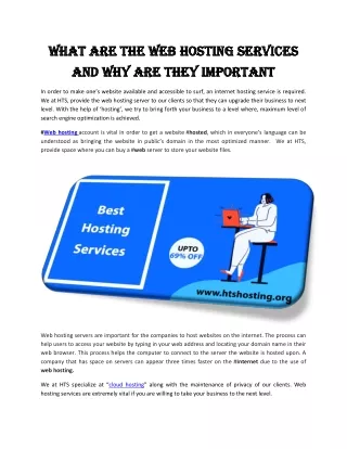 what are the web hosting services what