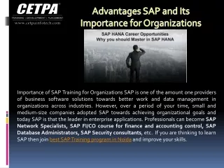 advantages sap and its importance