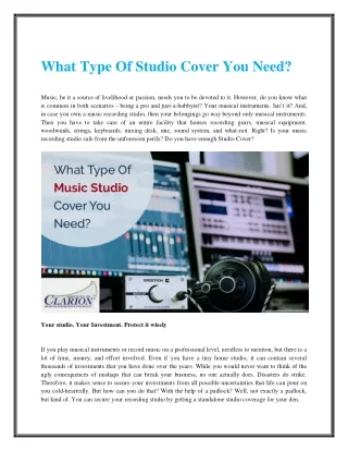 what type of studio cover you need music
