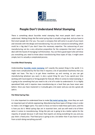 people don t understand metal stamping