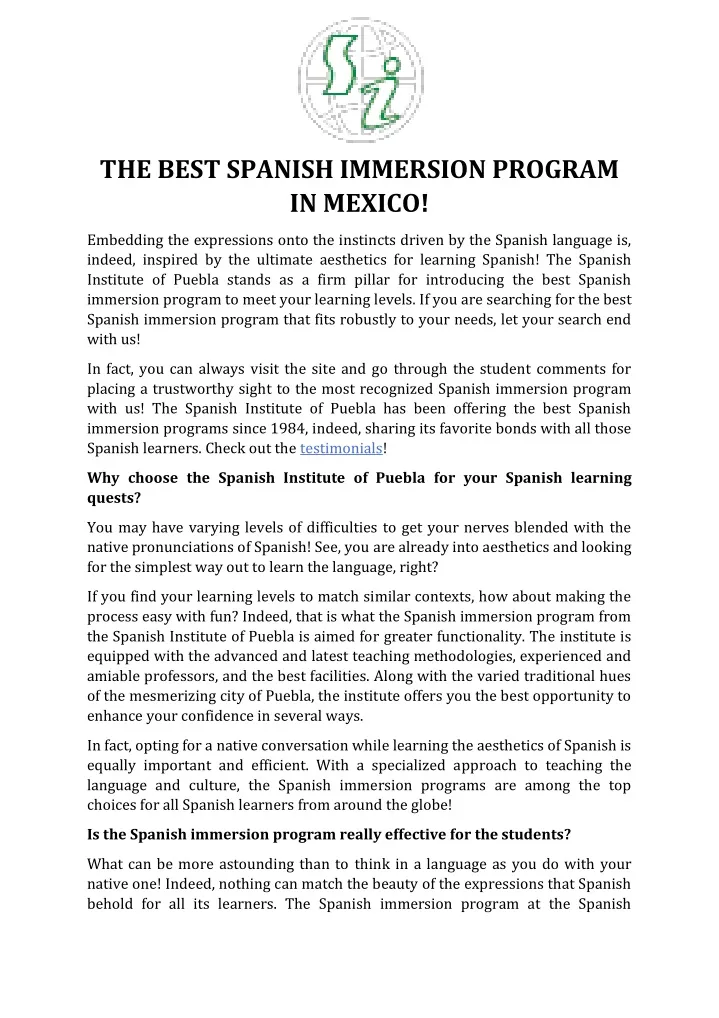 the best spanish immersion program in mexico