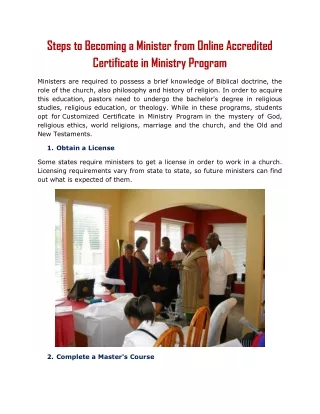 Steps to Becoming a Minister from Online Accredited Certificate in Ministry Program