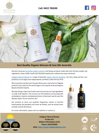 Best Quality Organic Skincare & Face Oils Australia