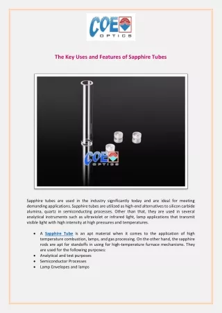 The Key Uses and Features of Sapphire Tubes