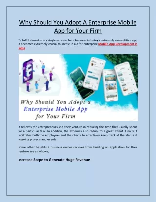 why should you adopt a enterprise mobile