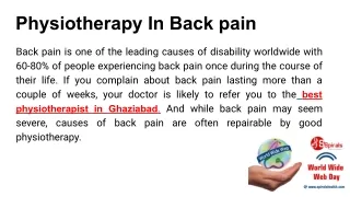 Physiotherapy In Back pain