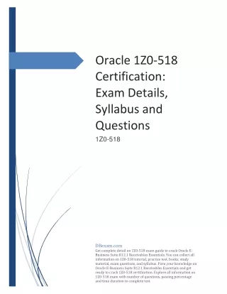 oracle 1z0 518 certification exam details