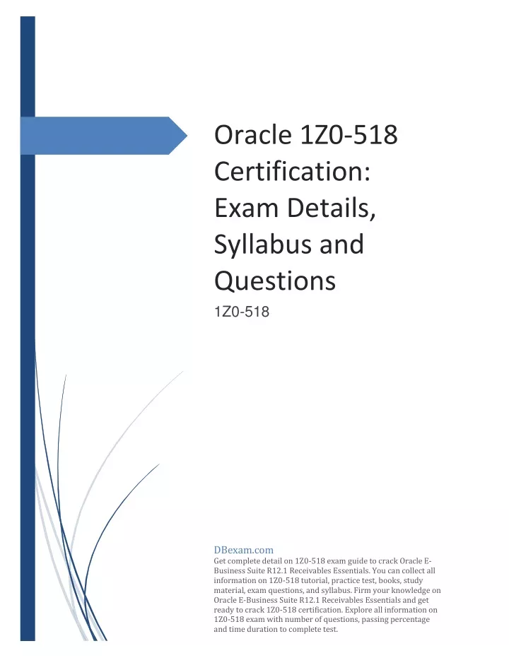 oracle 1z0 518 certification exam details