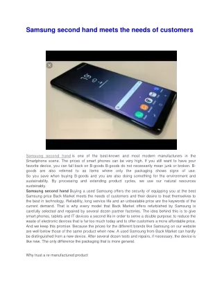 samsung second hand meets the needs of customers