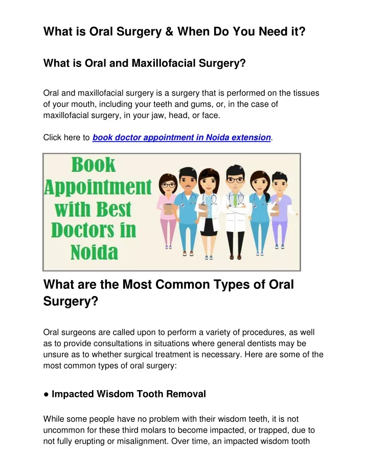 what is oral surgery when do you need it what