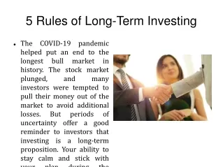 5 rules of long term investing