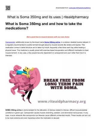 What is Soma 350mg and its uses | riteaidpharmacy