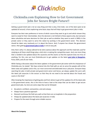 Clickindia.com Explaining How to Get Government Jobs for Secure Bright Future!!