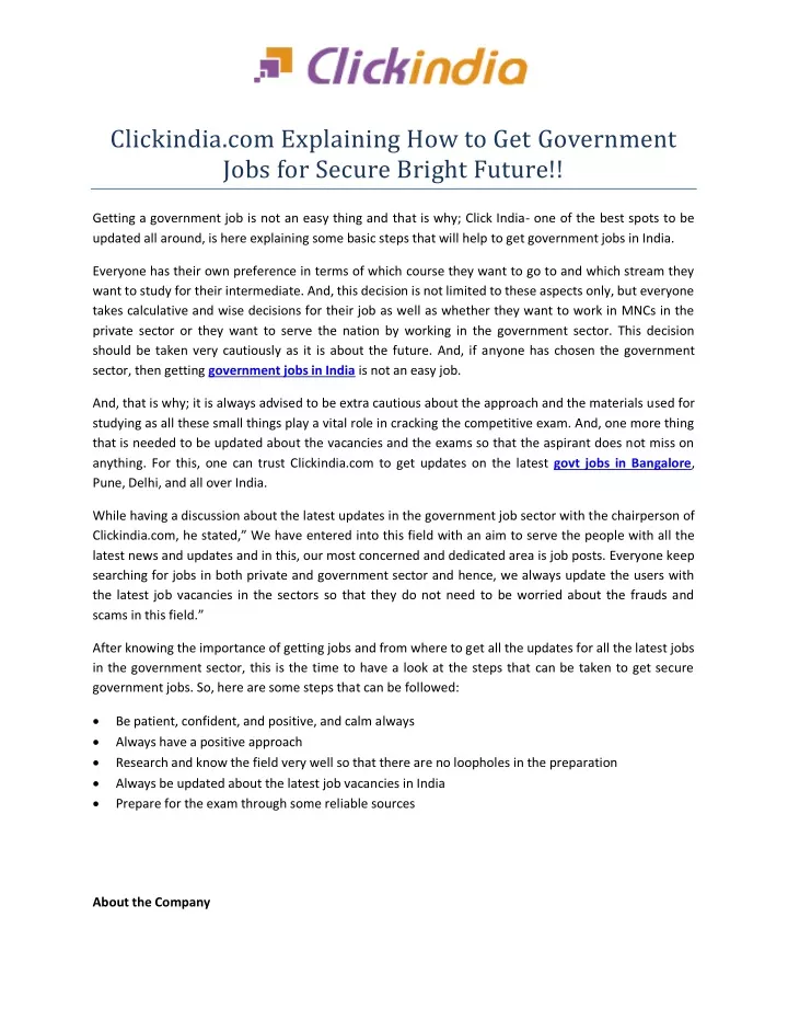 clickindia com explaining how to get government