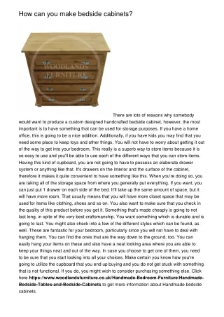 how can you make bedside cabinets