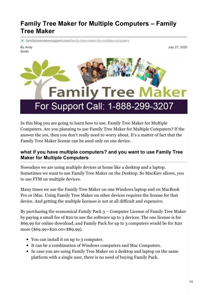 family tree maker for multiple computers family