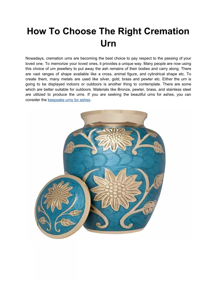 how to choose the right cremation urn