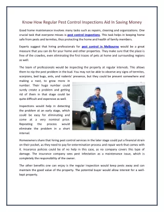 know how regular pest control inspections