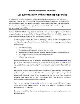 Car customization with car remapping service