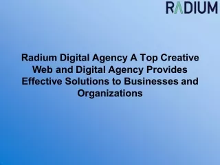 Radium Digital Agency A Top Creative Web and Digital Agency Provides Effective Solutions to Businesses and Organizations