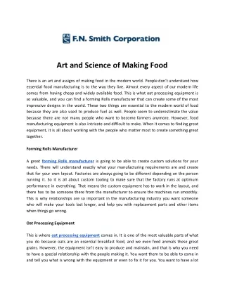 art and science of making food