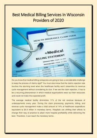 Best Medical Billing Services In Wisconsin Providers of 2020