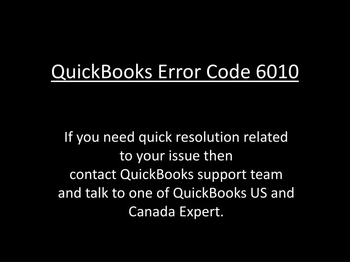 quickbooks error code 6010