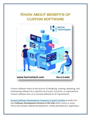Know about benefits of custom software