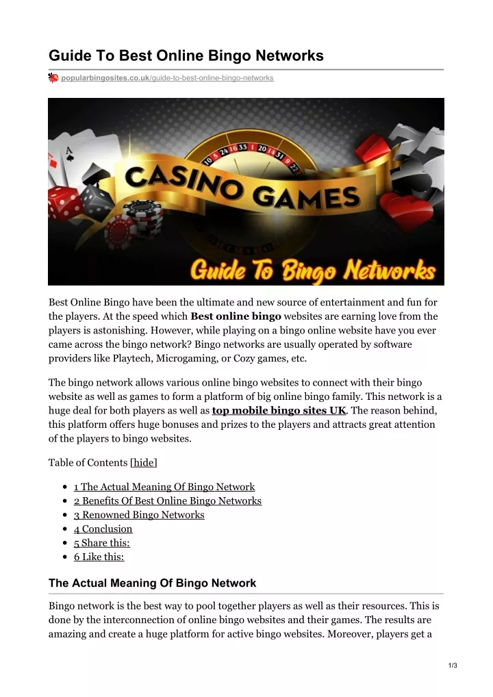 guide to best online bingo networks