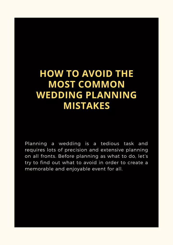 how to avoid the most common wedding planning