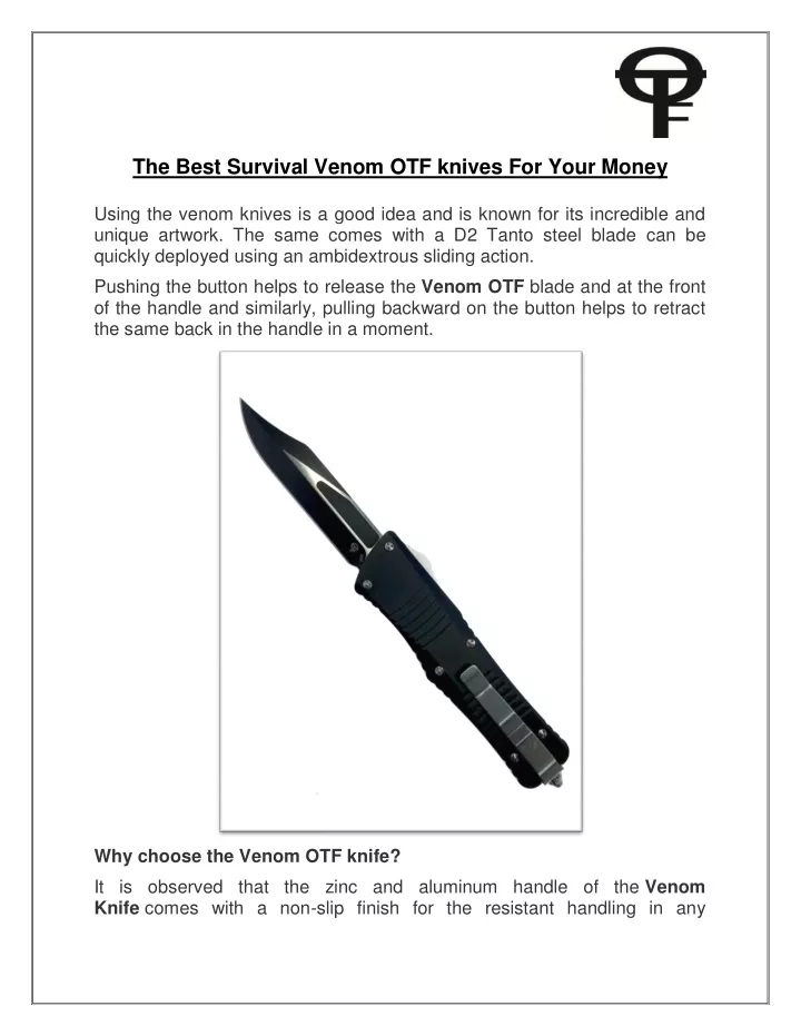 the best survival venom otf knives for your money
