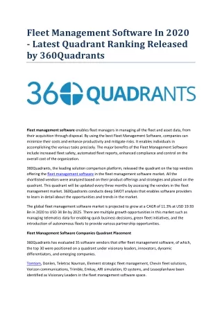fleet management software in 2020 latest quadrant