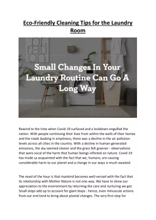 Eco-Friendly Cleaning Tips for the Laundry Room