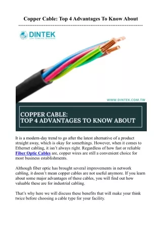 copper cable top 4 advantages to know about