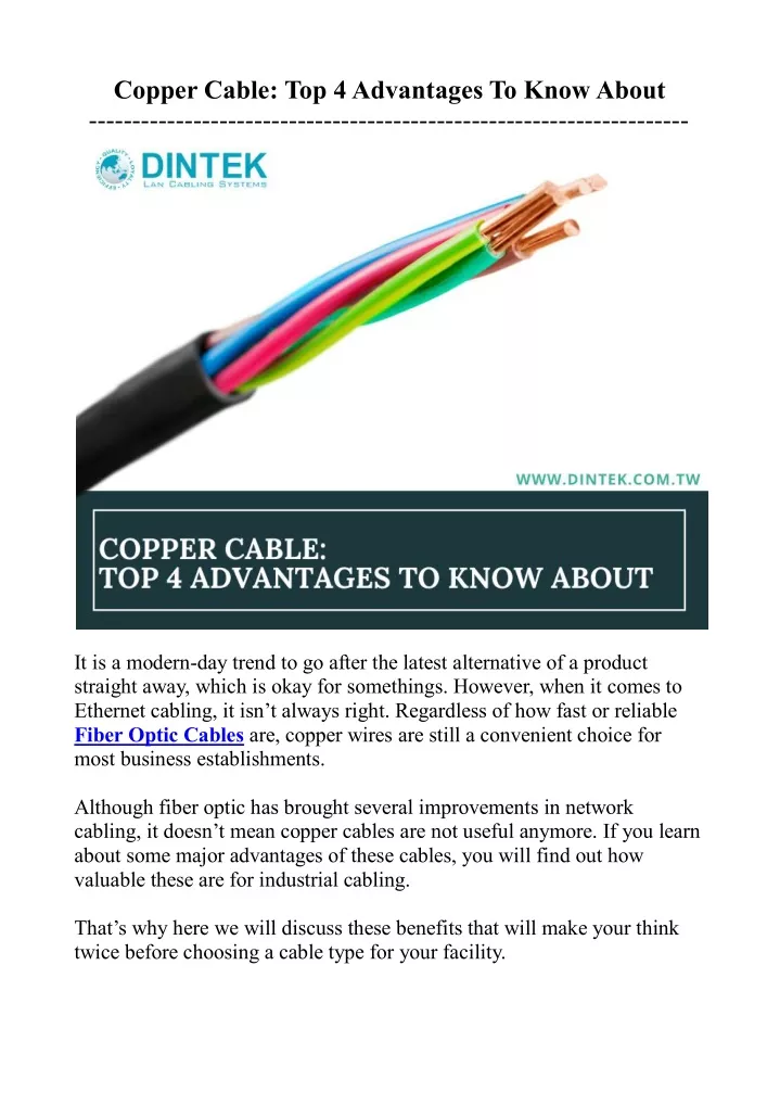 copper cable top 4 advantages to know about