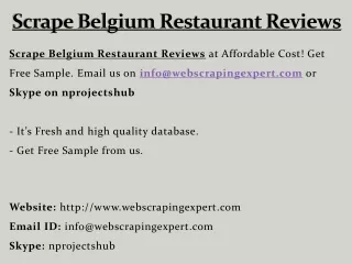 Scrape Belgium Restaurant Reviews