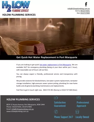 Get Quick Hot Water Replacement in Port Macquarie