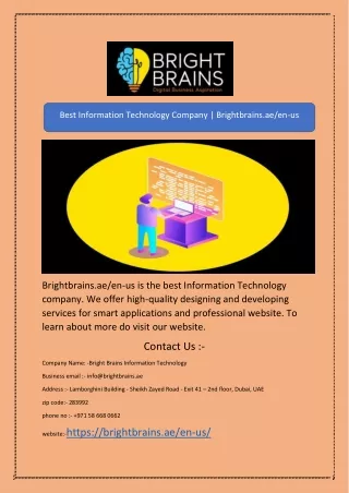Best Information Technology Company | Brightbrainsit.com/en-us/
