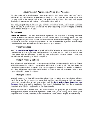 advantages of approaching voice over agencies