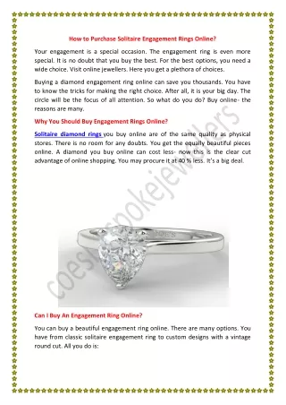 How to Purchase Solitaire Engagement Rings Online?
