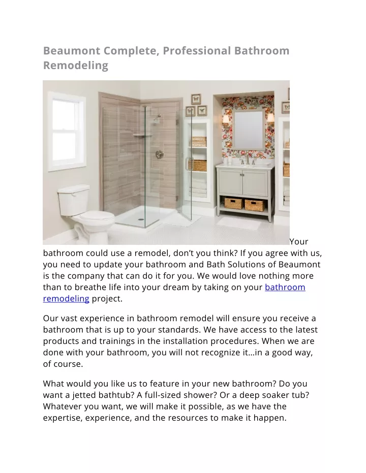 beaumont complete professional bathroom remodeling