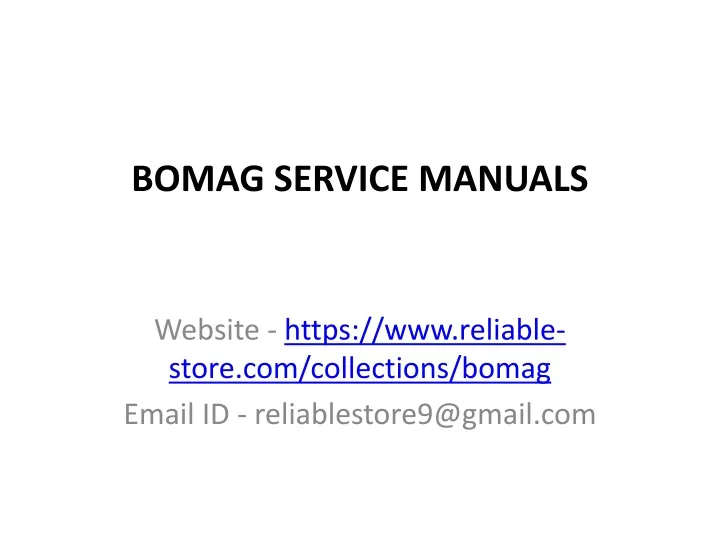 bomag service manuals