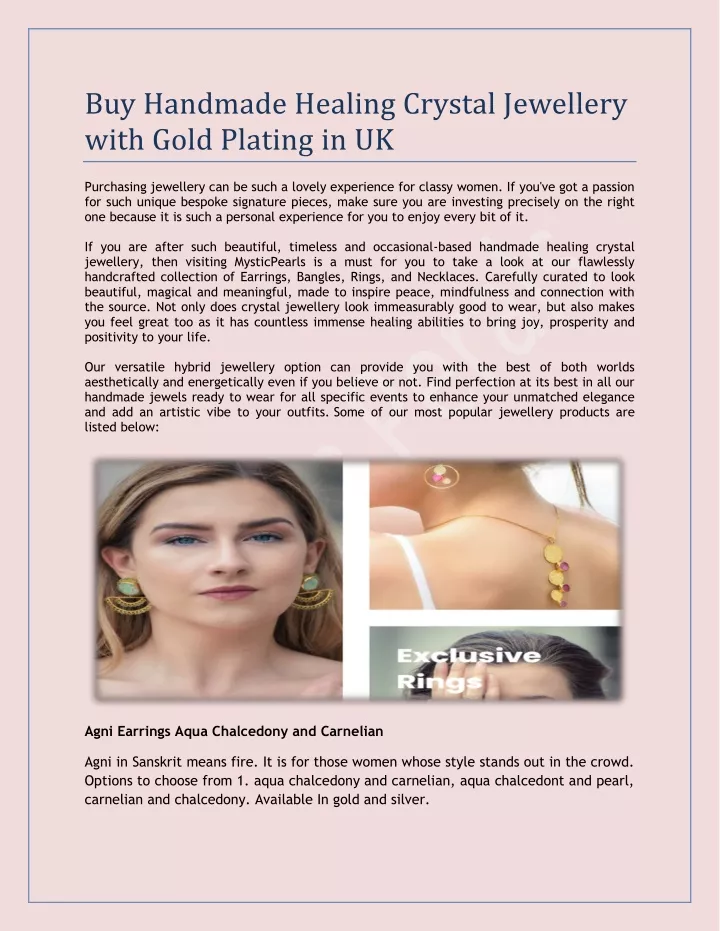 buy handmade healing crystal jewellery with gold