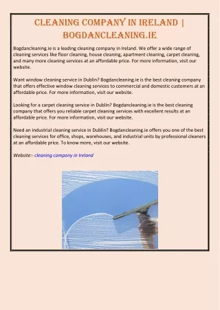 cleaning company in ireland bogdancleaning ie