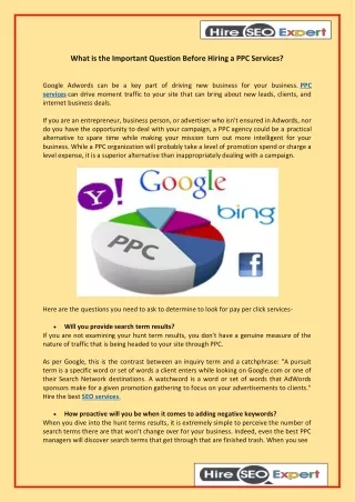 What is the Important Question Before Hiring a PPC Services?