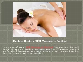 Get best Center of B2B Massage in Portland