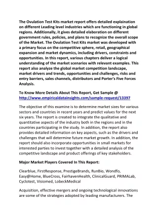 the ovulation test kits market report offers